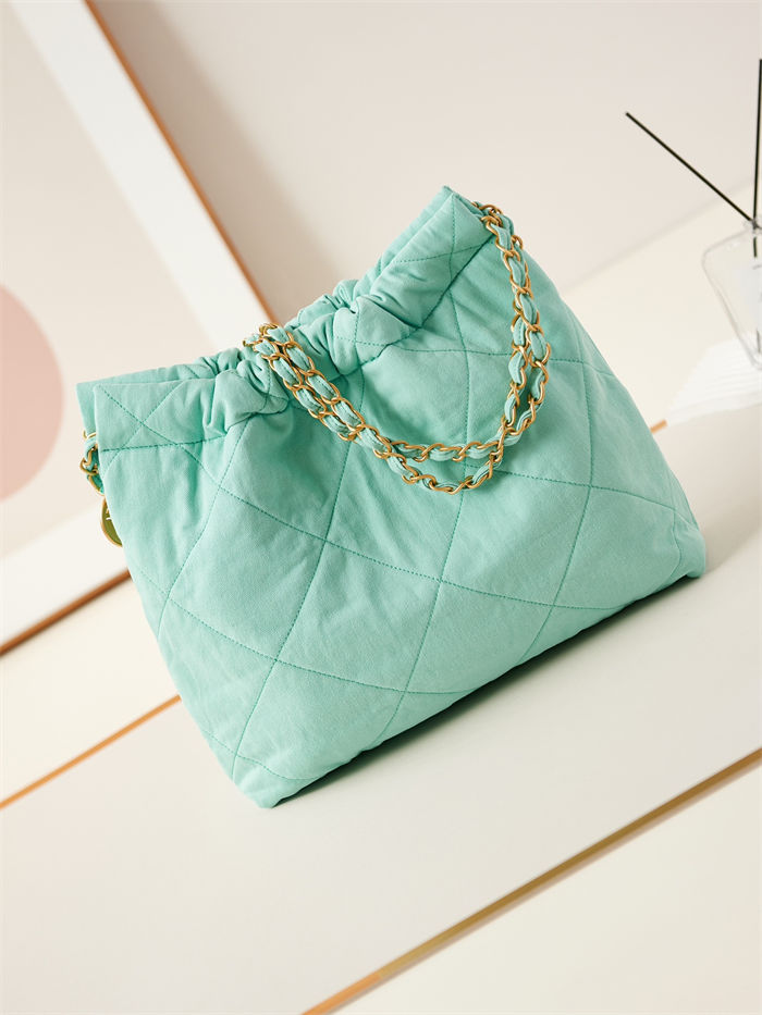 Chanel 22 SMALL HANDBAG Canvas & Gold-Tone Metal AS3260 Green A