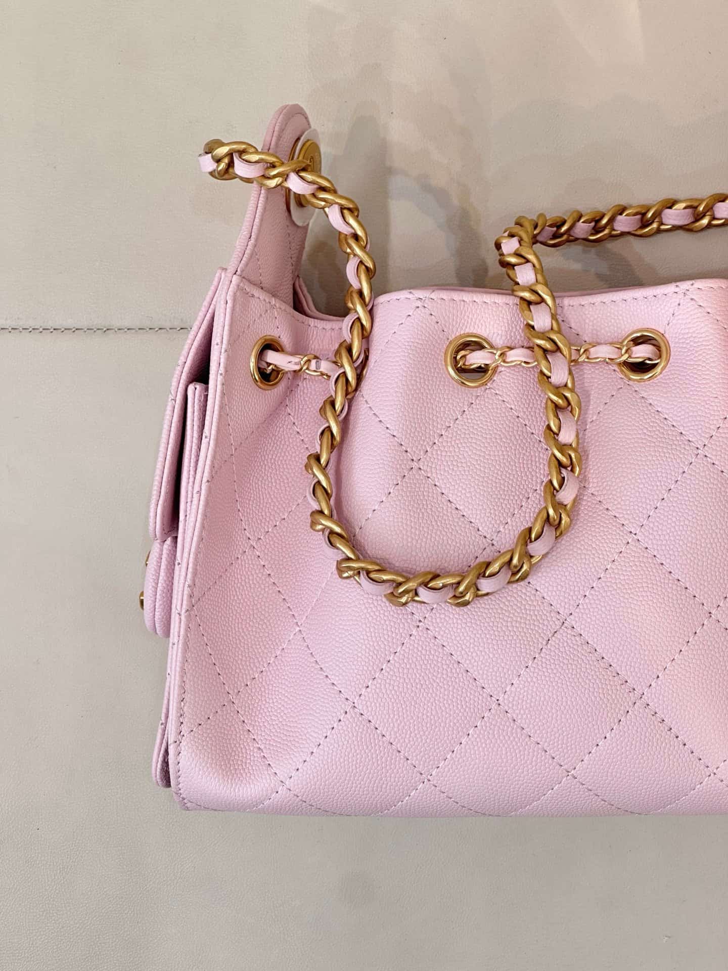 CHANEL 25 Mini Handbag AS5631 Grained Calfskin & Gold-tone Metal Light Pink TOP