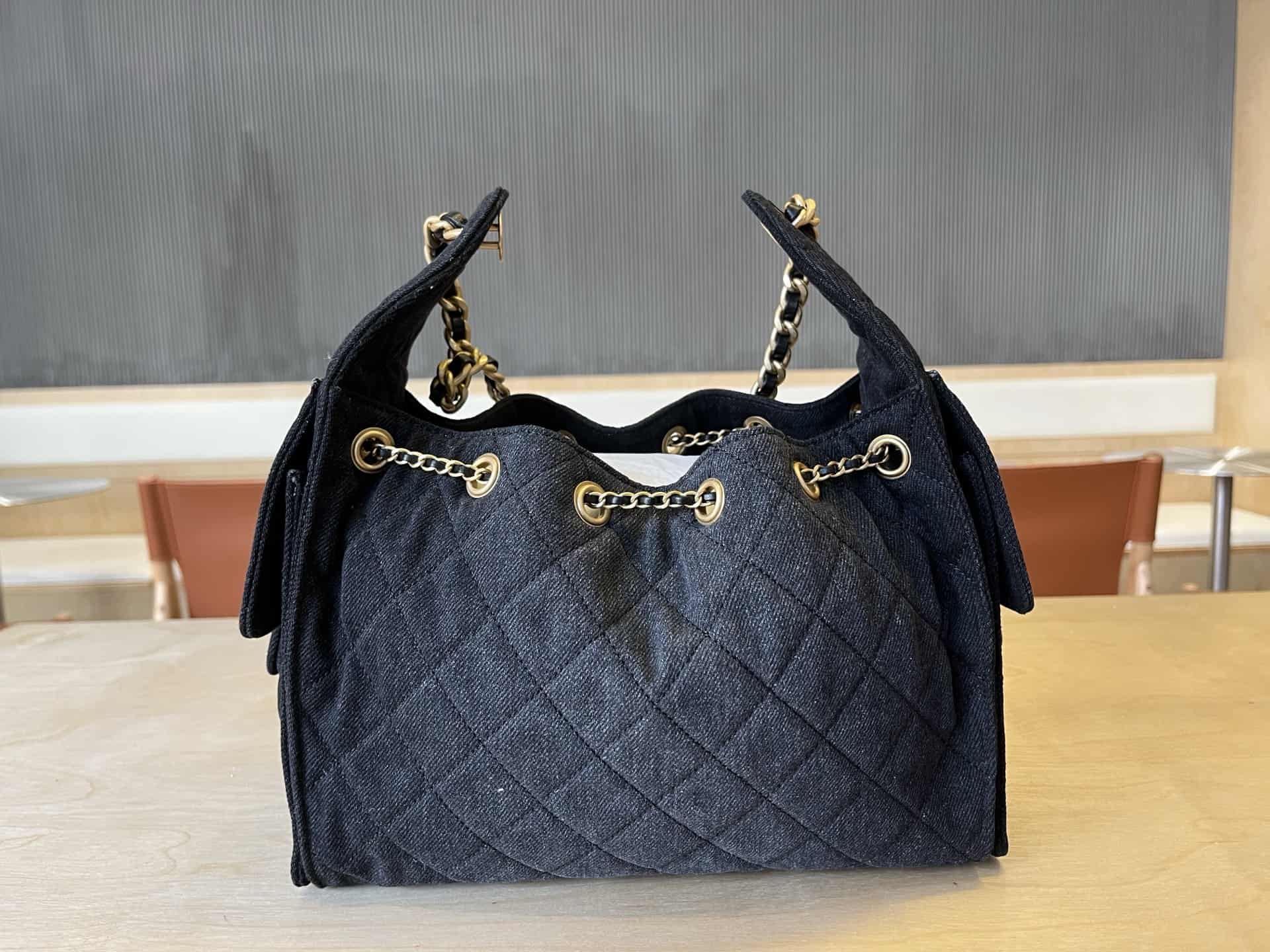 Chanel 25 Small Hobo handbag AS5293 Denim & Gold-tone Metal Black A