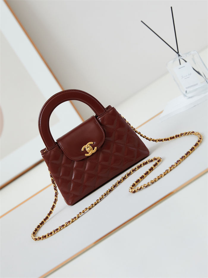 Chanel MINI SHOPPING BAG AS4416 Shiny Aged Calfskin & Gold-Tone Metal Brown A