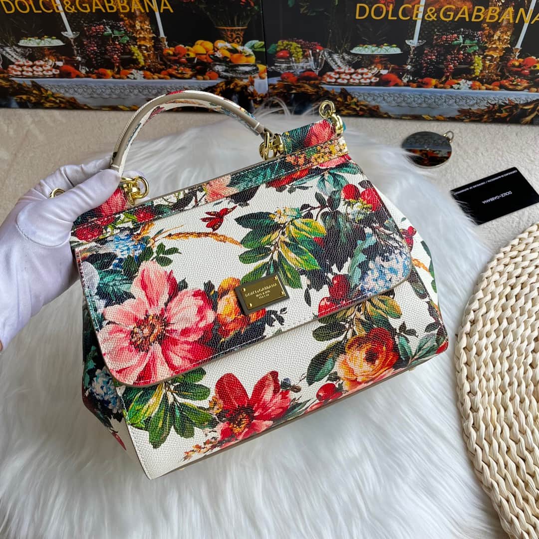 Dolce & Gabbana Miss Sicily top handle bag with vibrant multicolored floral print leather High
