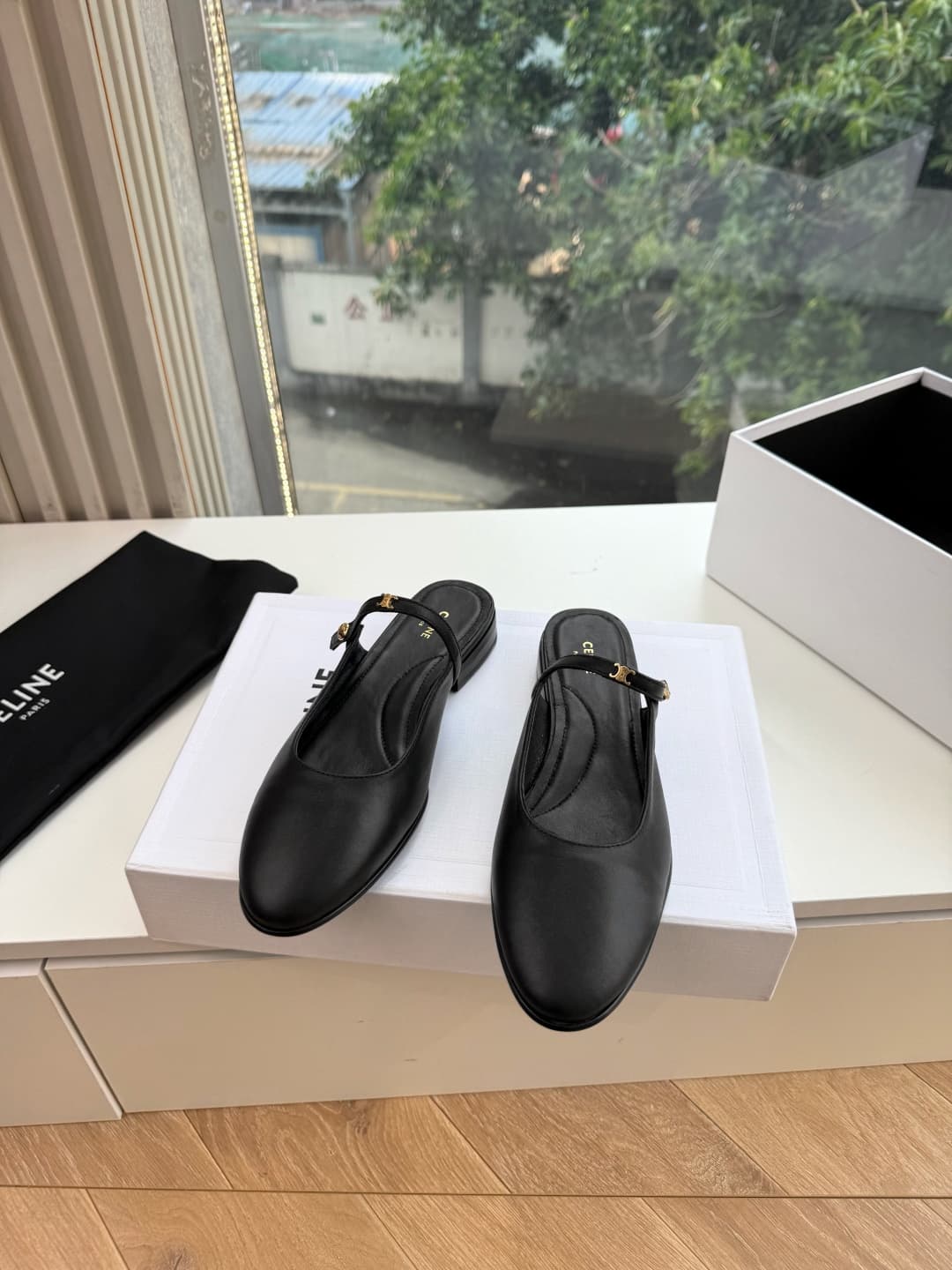 Celine Macaron Mule in Goatskin Shoes Women