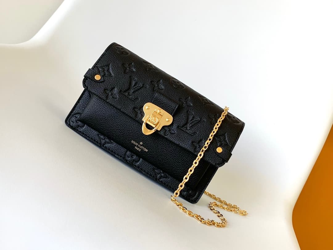 Louis Vuitton Vavin Chain Wallet Black Embossed cowhide leather M67839 High