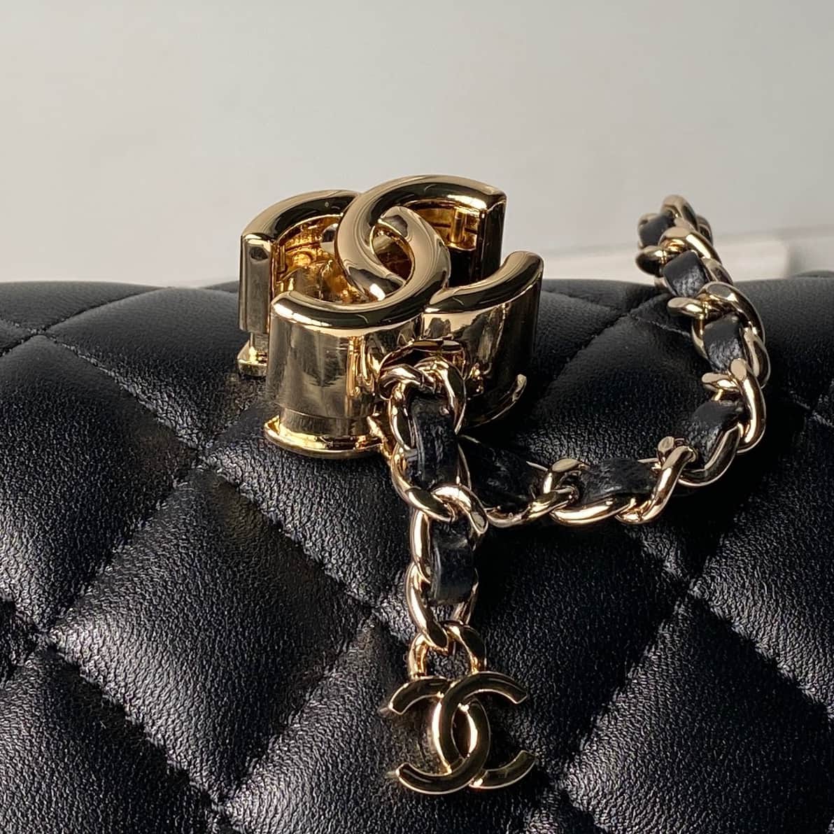 Chanel Classic Flap Bag Lambskin & Gold-Tone Metal AS5756 Black High