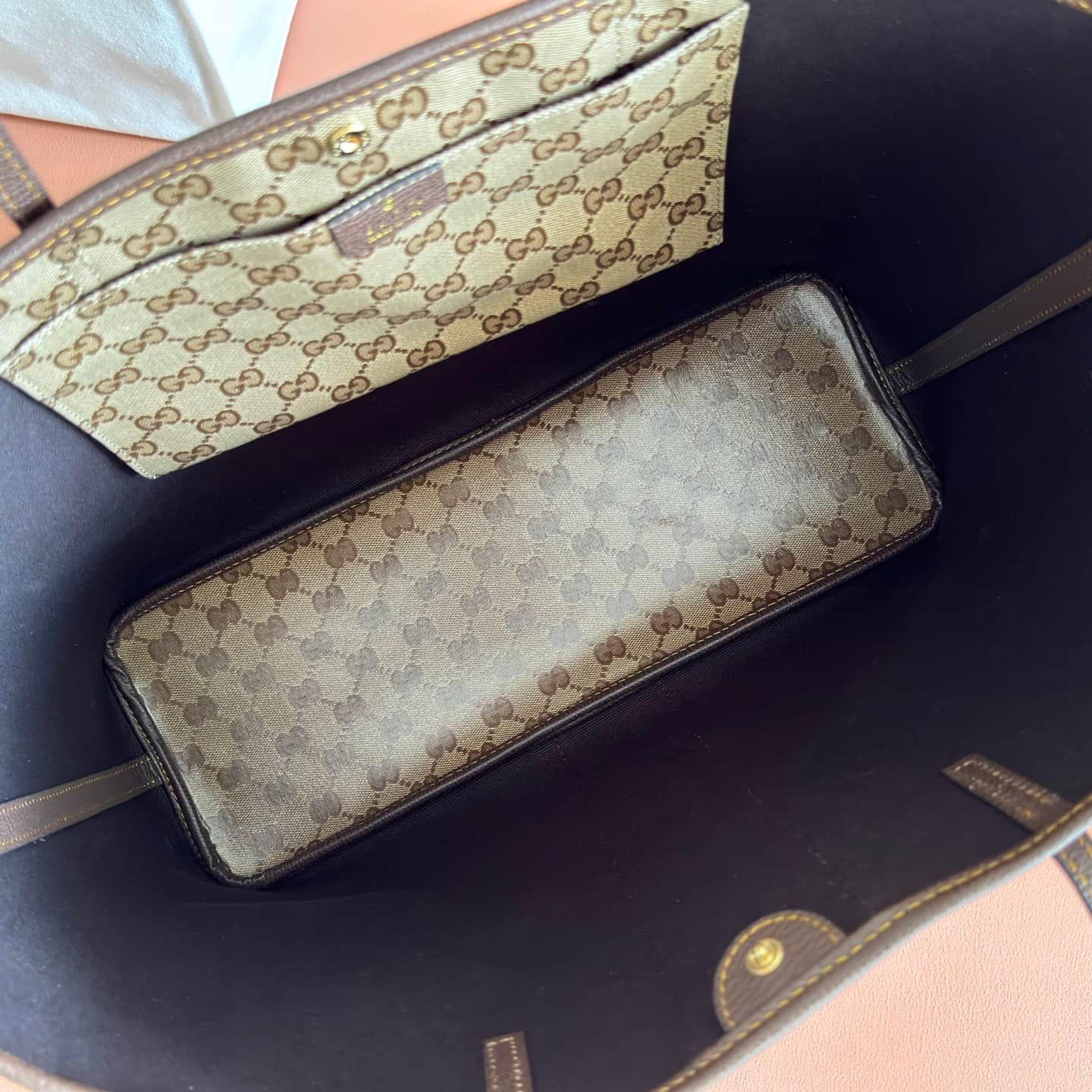 Gucci Tribeca large tote bag sand and brown GG canvas  ‎874745 High