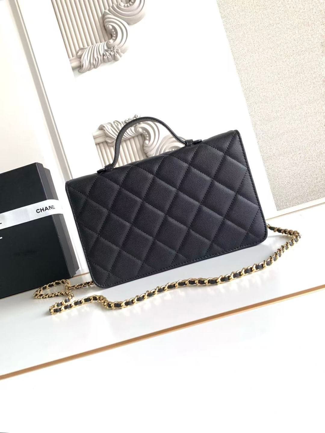 Chanel Wallet on chain Grained Calfskin & Gold-Tone Metal Black AS6554 A