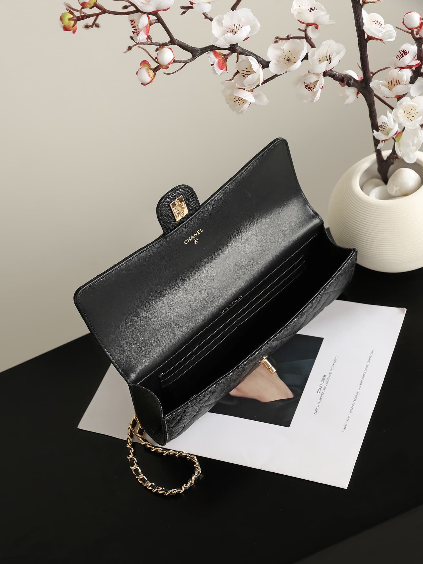 Chanel Clutch with chain Grained Calfskin & Gold-Tone Metal Black AP5280 A