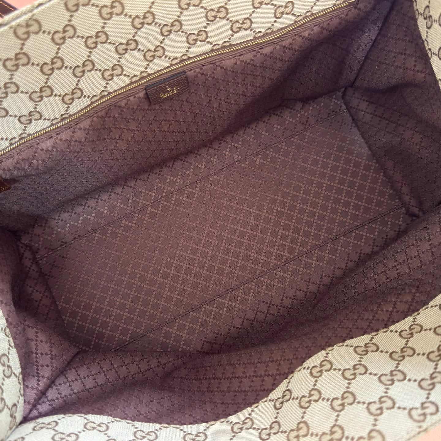 Gucci Londra large tote bag Sand and dark brown GG canvas 875056 High
