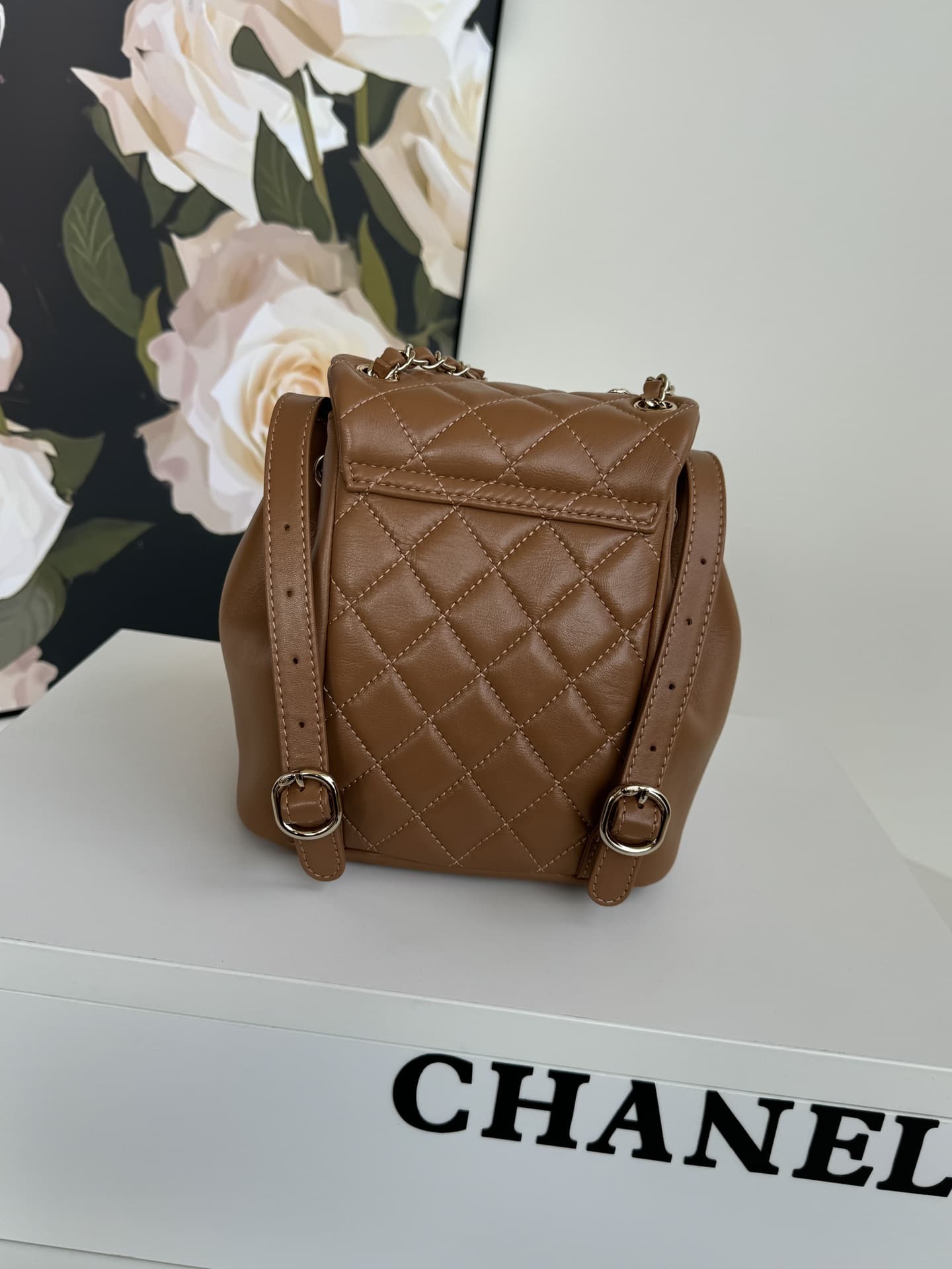 Chanel Small Quilted Duma Backpack Lambskin AS2908 Caramel High