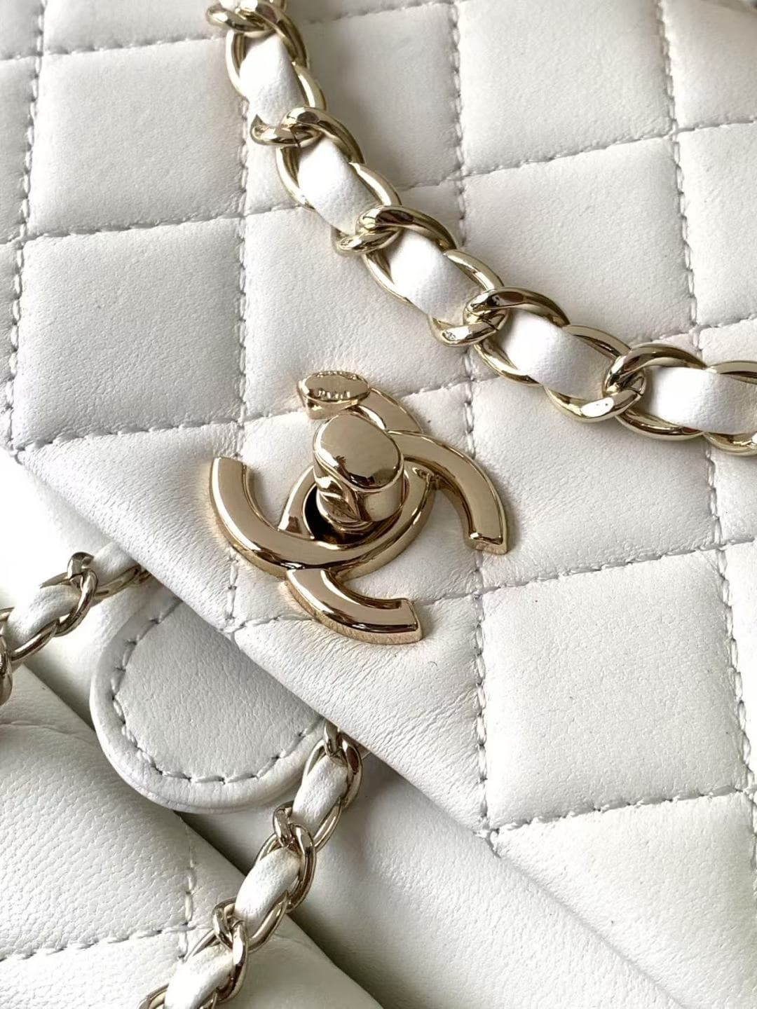 Chanel Medium Quilted Duma Backpack Lambskin AS3618 White A