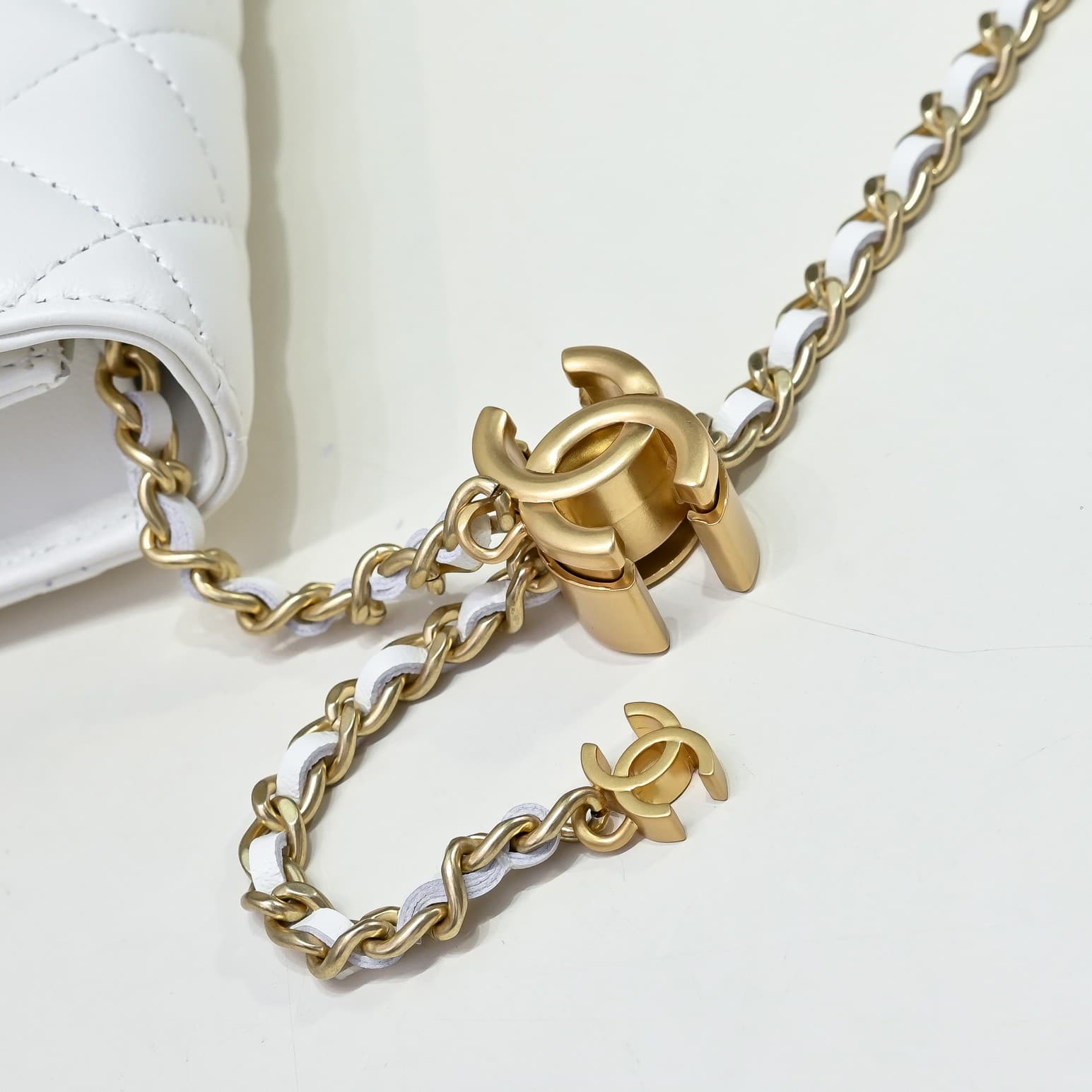 Chanel Wallet on Chain Quilted Leather & Gold-Tone Metal White AP3938 High