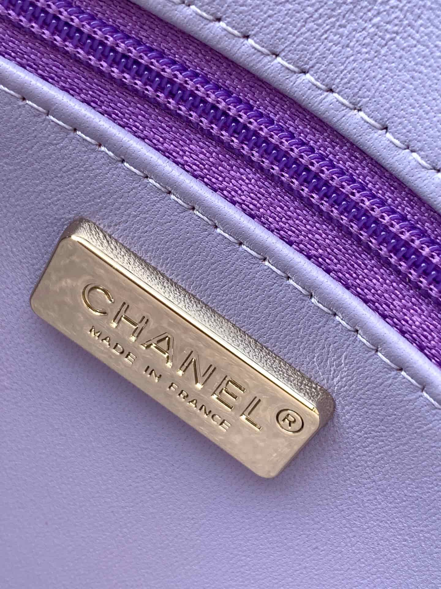 Chanel Classic Mini Flap Bag Sequin Embroidery & Gold-Tone Metal Purple 6171 A