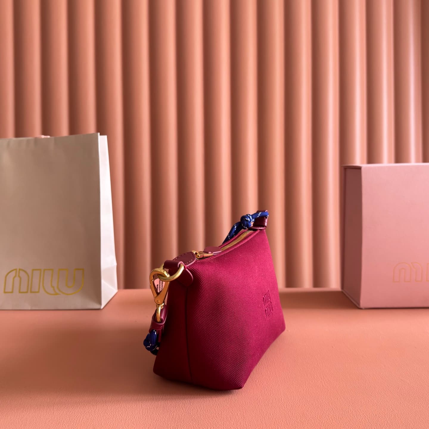 Miu Miu Gabardine pouch Cherry/Baltic Blue 5NE841 High