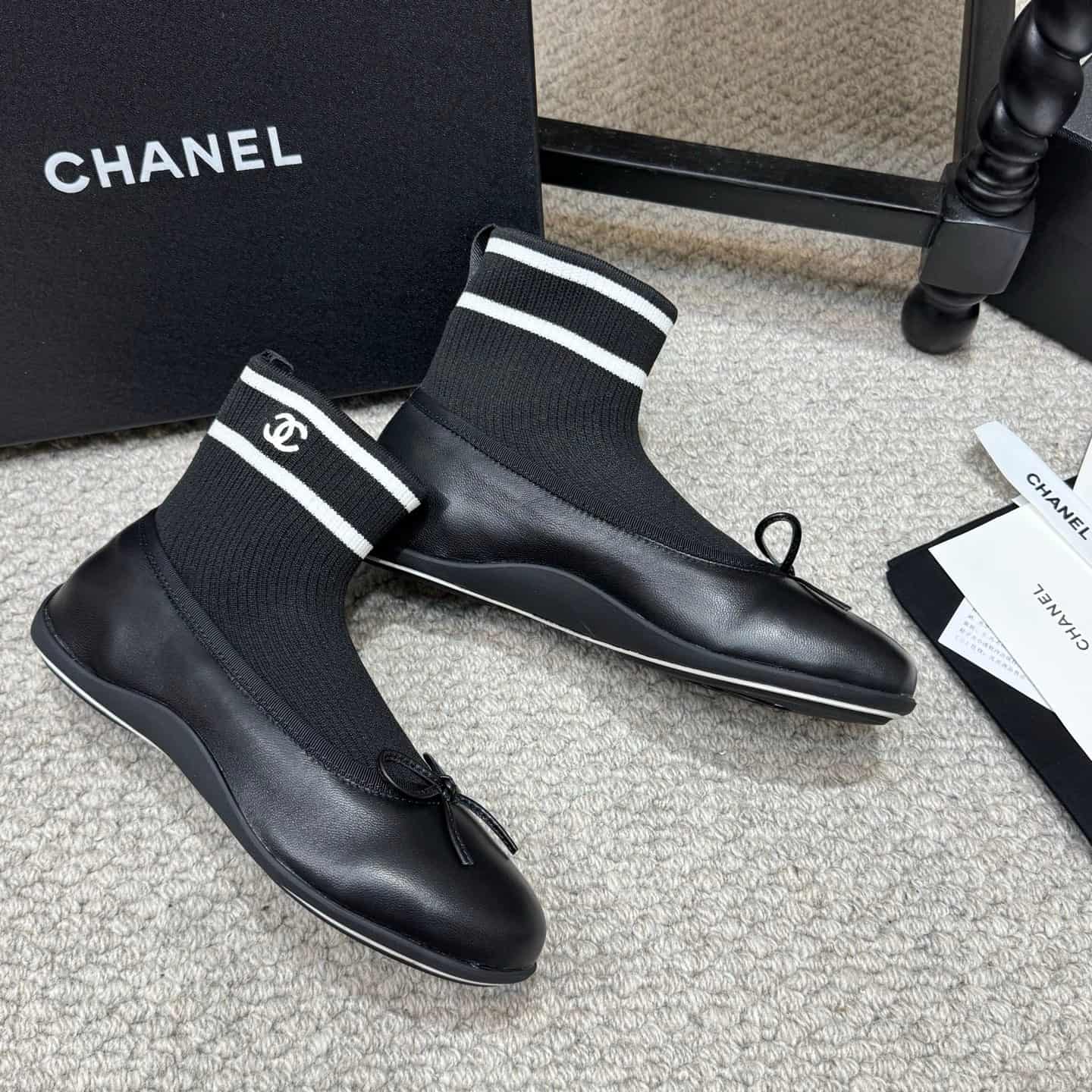 Chanel Knit Trainers Ballerina Flat Shoes Women