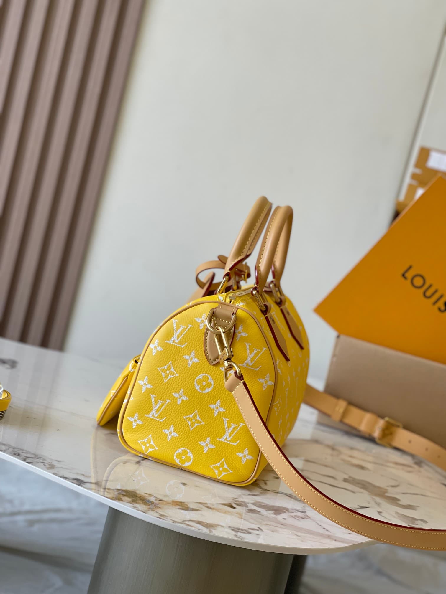 Louis Vuitton Speedy P9 Bandoulière 25 Soft calfskin Monogram Leather M24426 Yellow TOP