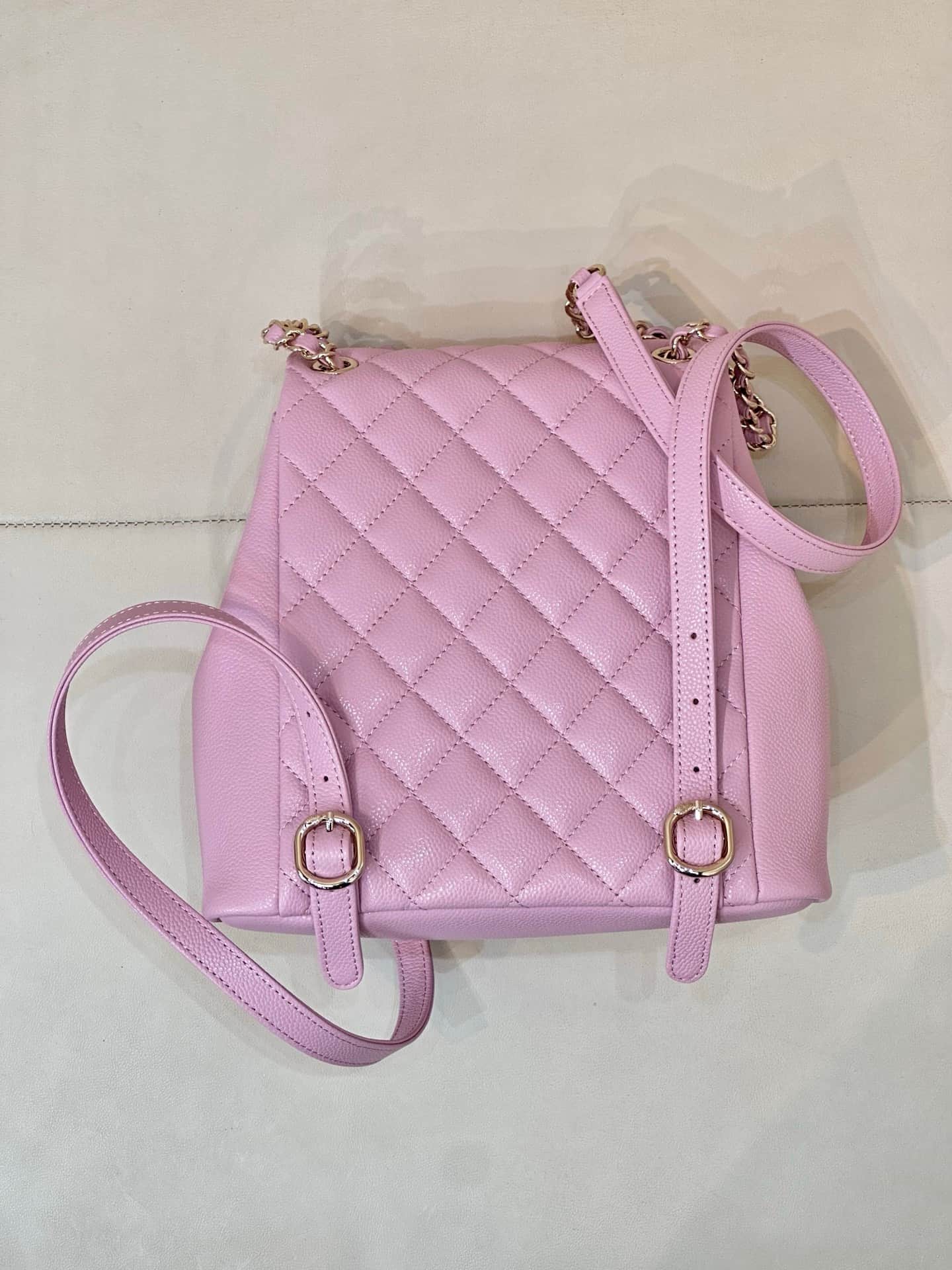 Chanel BACKPACK AS3860 Grained Shiny Calfskin & Gold-Tone Metal Pink TOP
