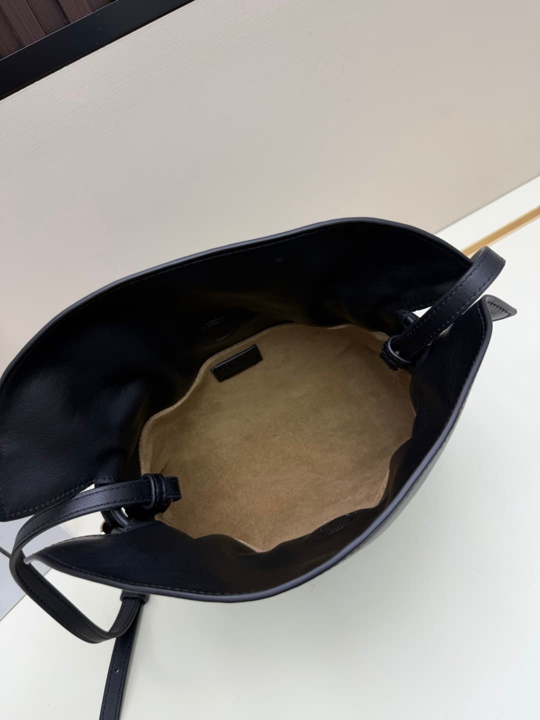 Loewe Small Flamenco Ruched Clutch Bag in Black Leather High