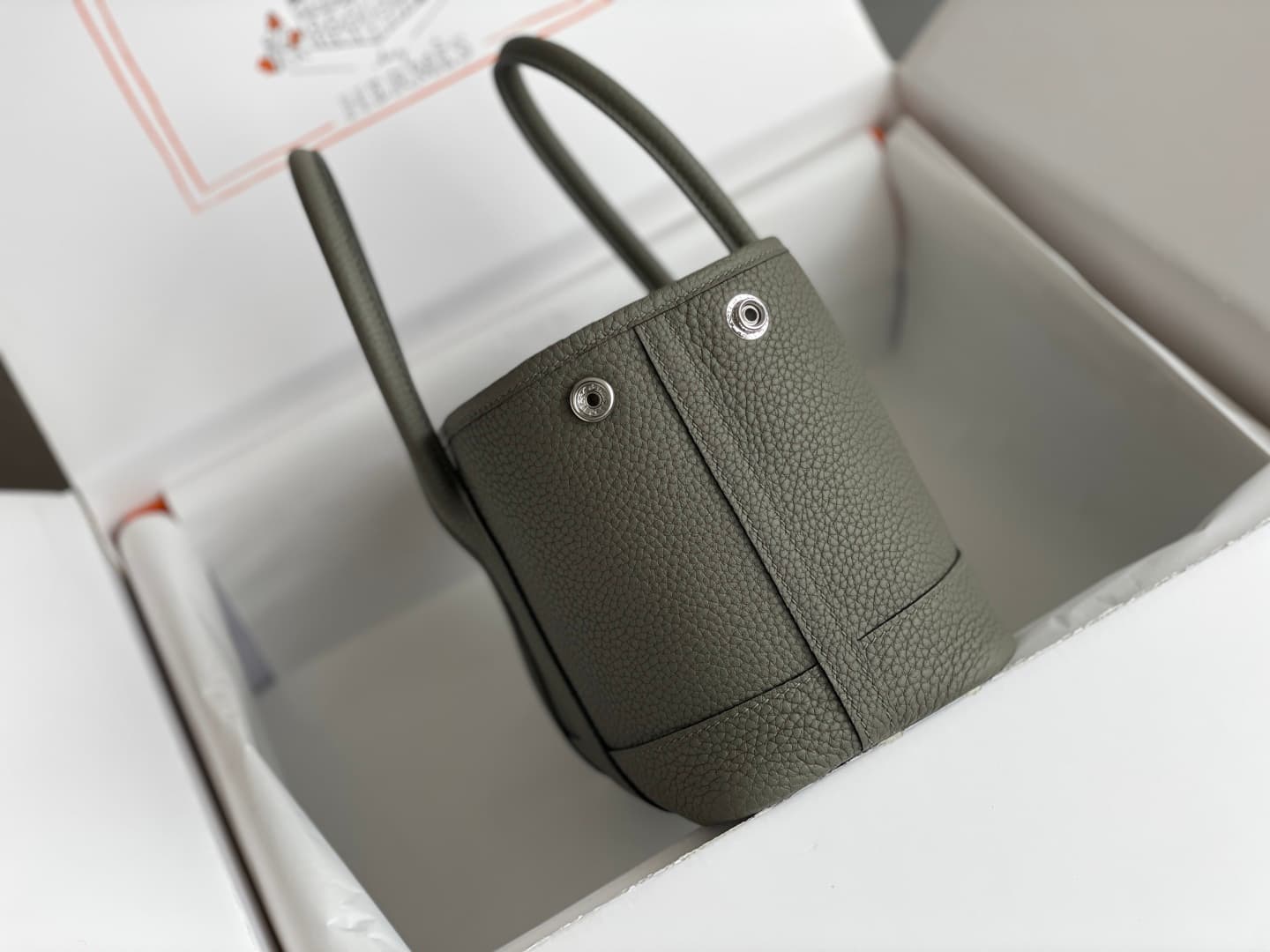Hermes Garden Party 23 bag in Gris Meyer Togo Leather WAX High