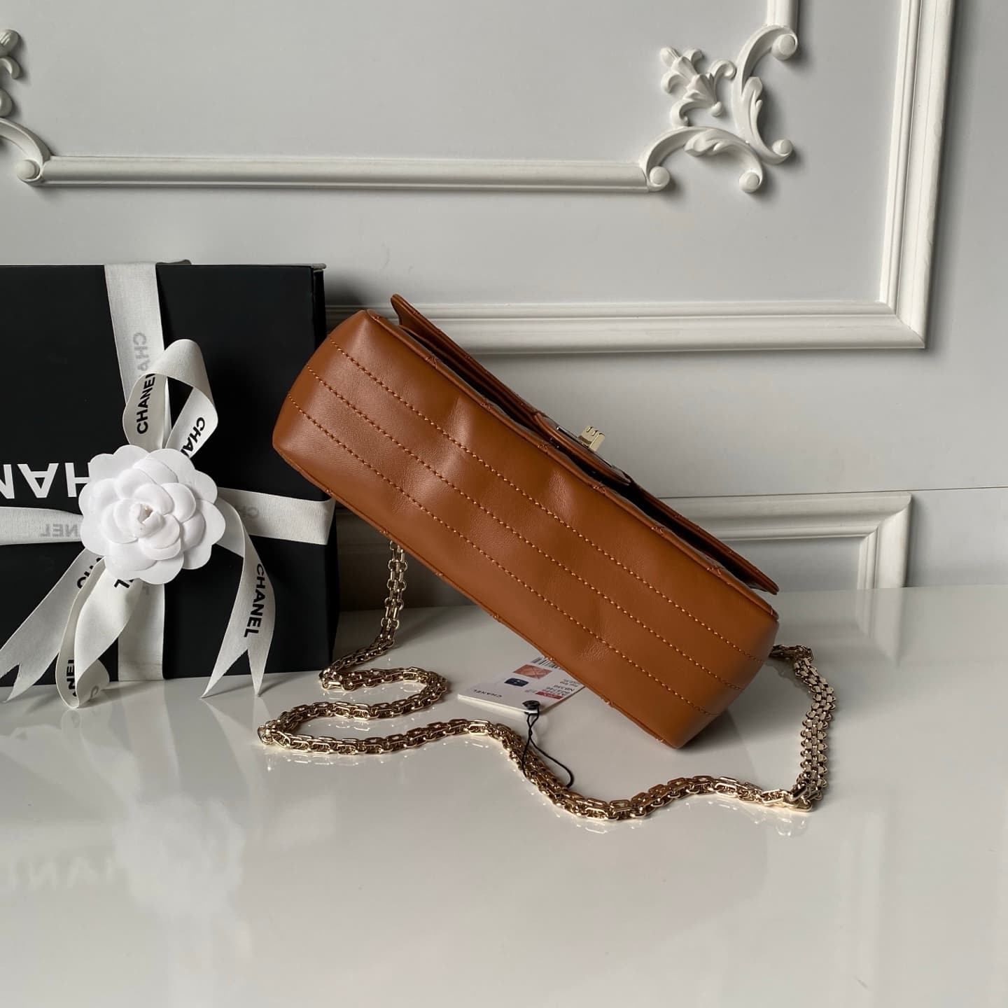 Chanel 2.55 Handbag Calfskin & Gold-Tone Metal Caramel A37586 A