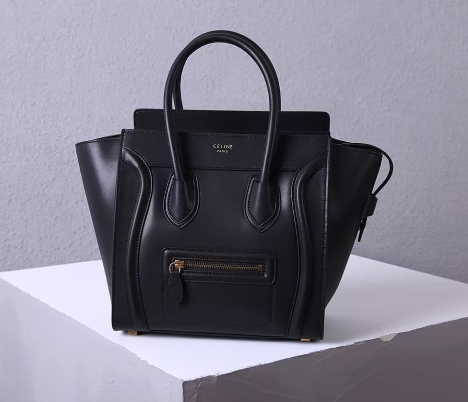 Celine Mini Luggage Bag In Black Smooth Calfskin High