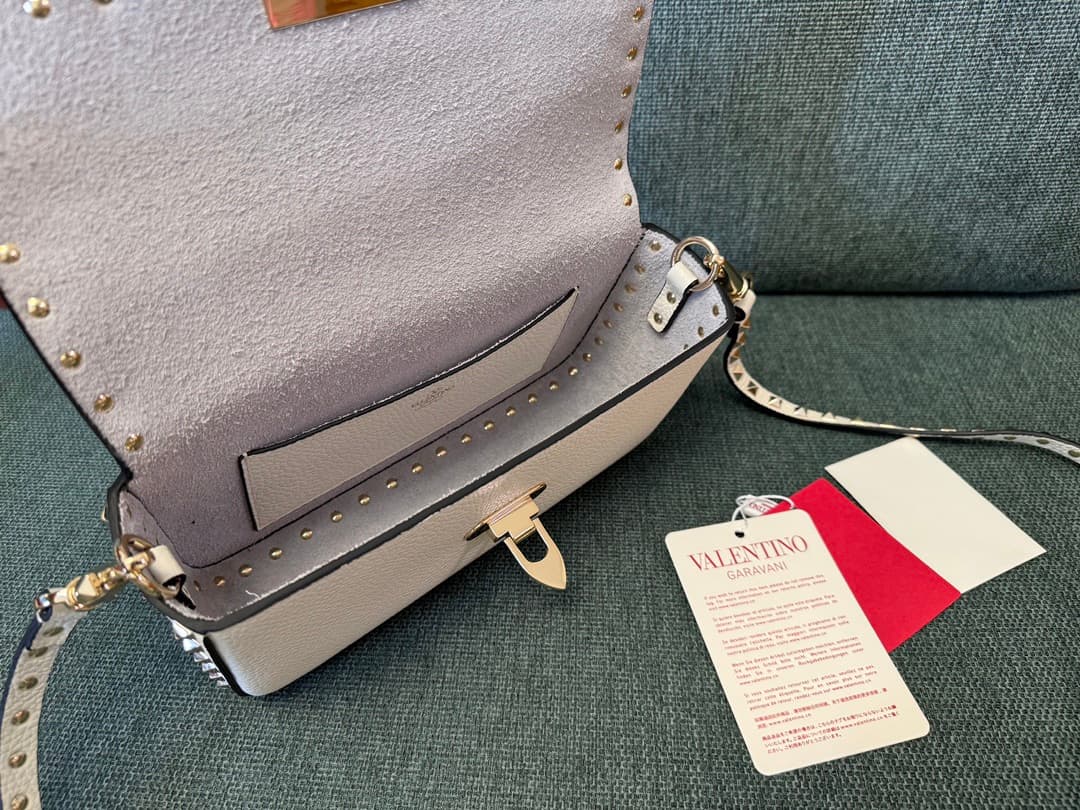 Valentino Garavani Small Rockstud Shoulder Bag White High