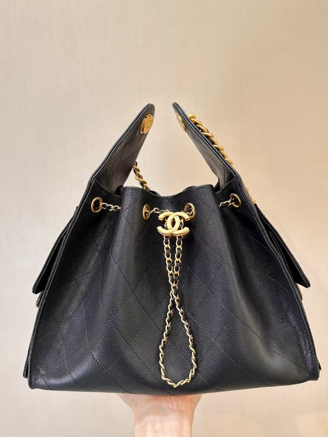 Chanel 25 Small Hobo handbag AS5293 Grained Calfskin & Gold-tone Metal Black TOP