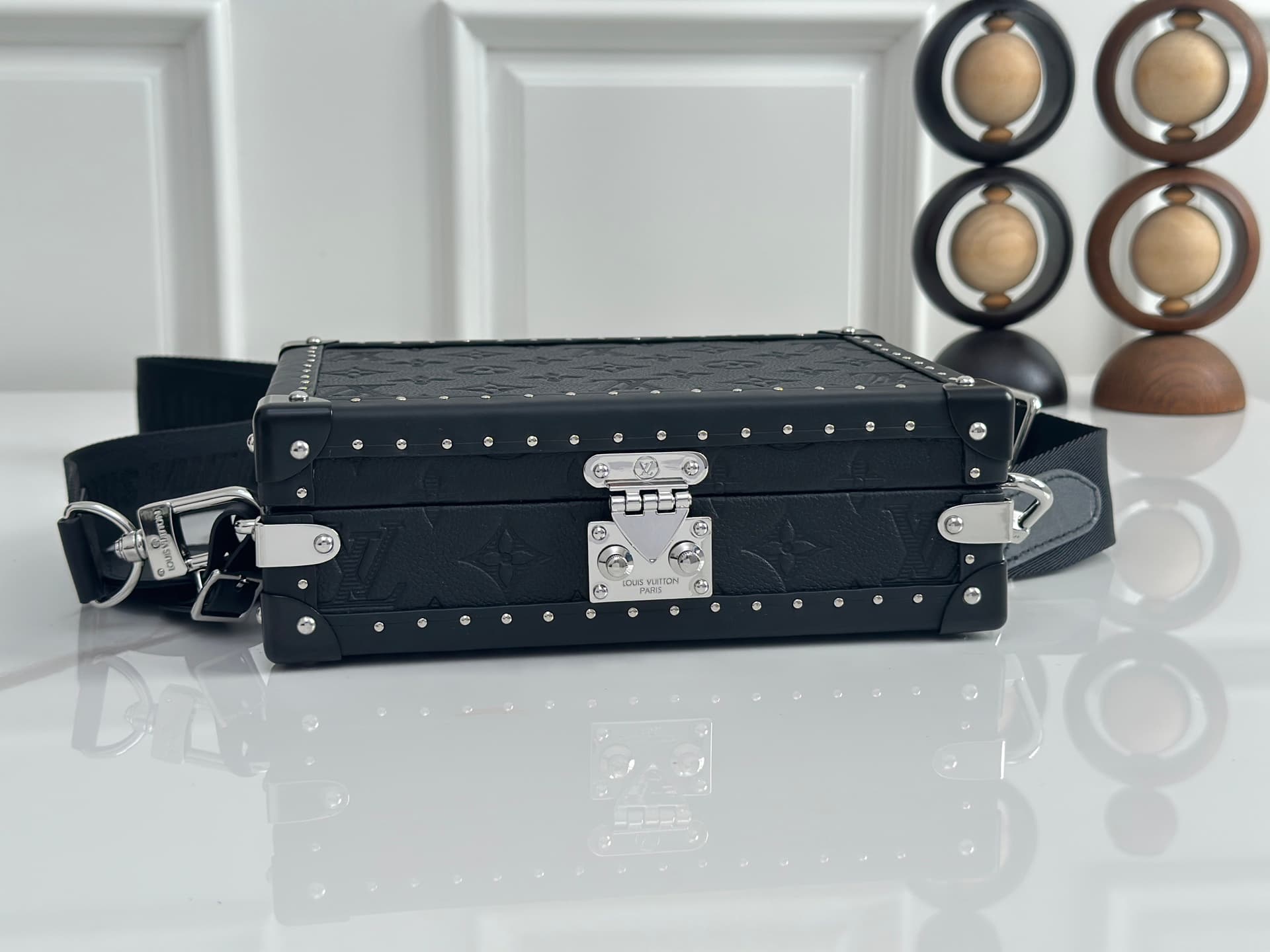 Louis Vuitton Clutch Box Monogram Shadow embossed cowhide leather M12876 High