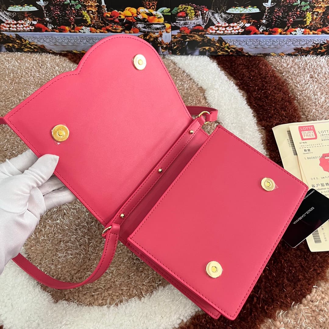 Dolce & Gabbana Peach-pink calf leather DG Logo crossbody bag high