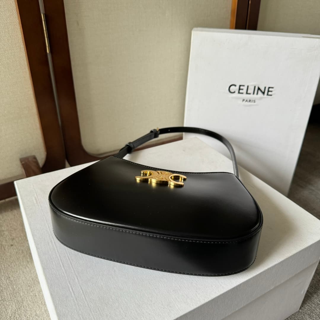 Celine Tilly Bag in Black Shiny Calfskin High