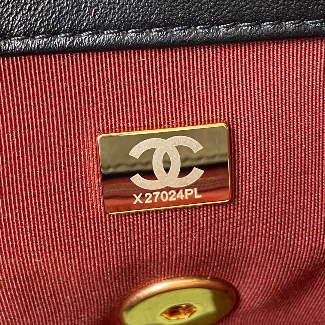 Chanel 19 Flap Bag  Lambskin Gold-Tone Silver-Tone & Ruthenium-Finish Metal Black