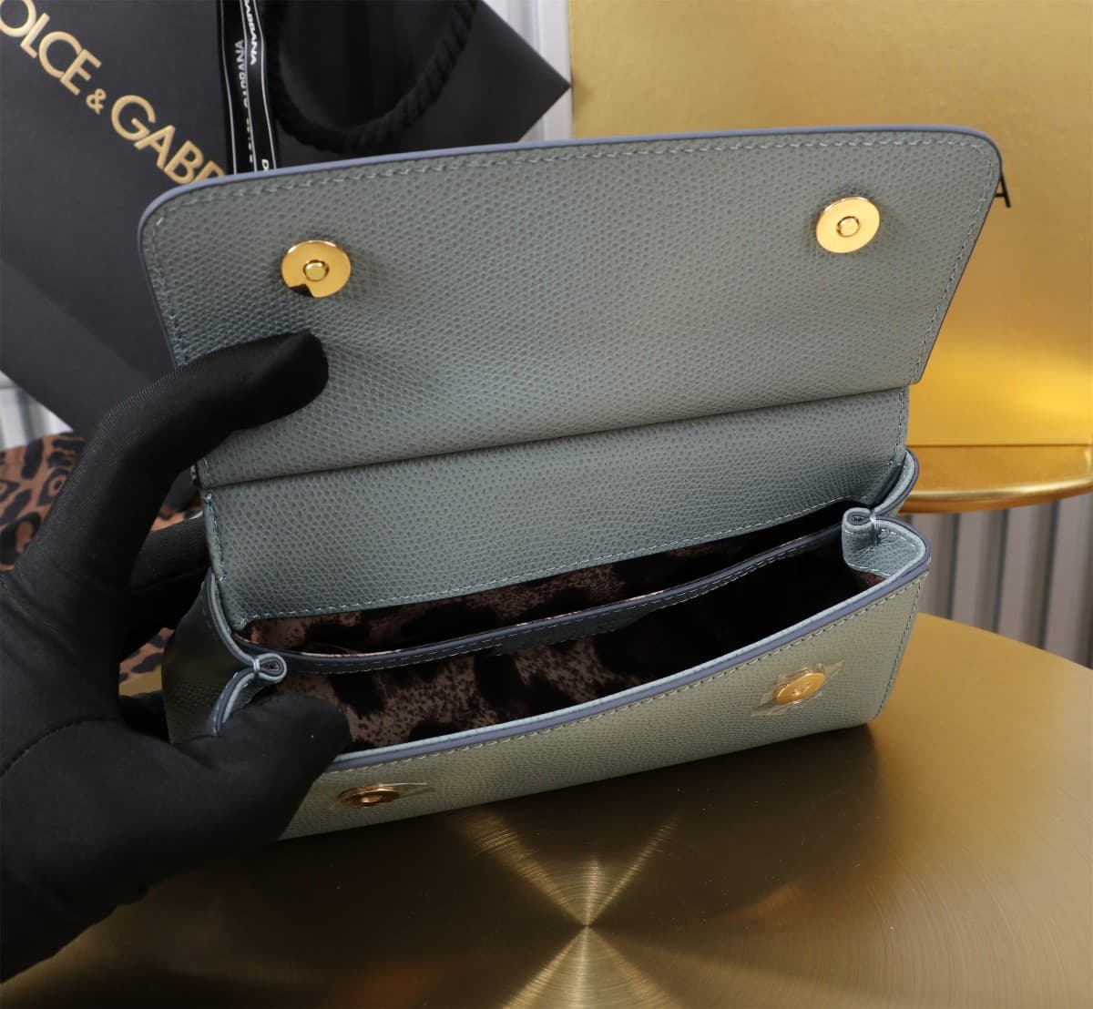 Dolce & Gabbana Miss Sicily top handle bag calfskin leather Blue High