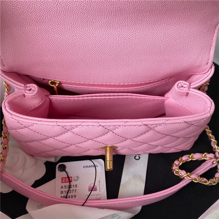 MINI FLAP BAG WITH TOP HANDLE AS2215 Grained Calfskin & Gold Metal Lilac A