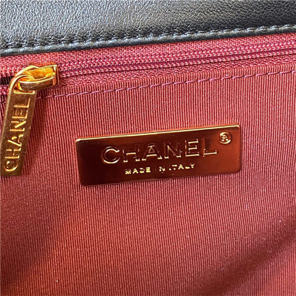 Large Chanel 19 Flap Bag Lambskin Black Silver High