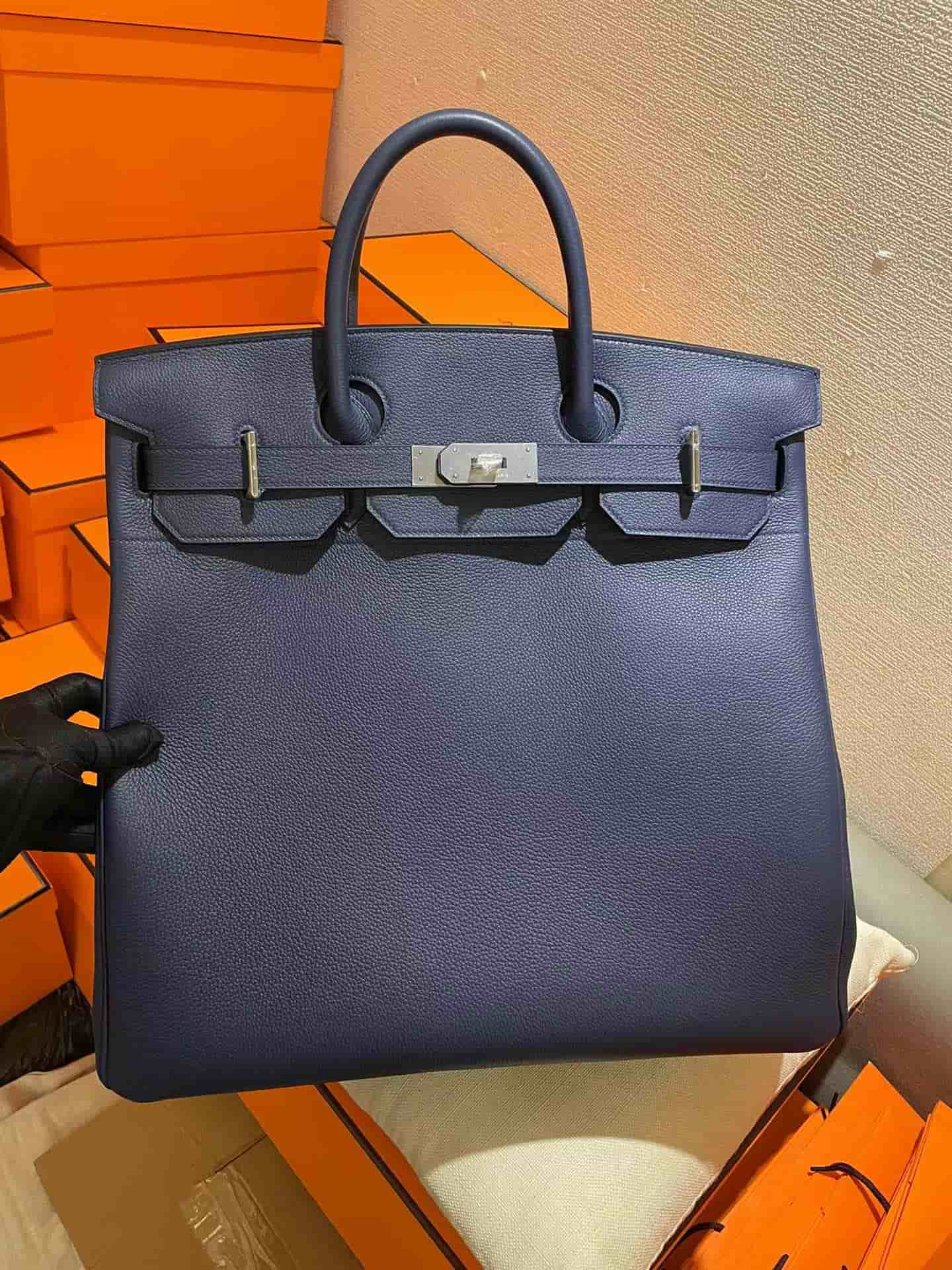 Hermes HAC Birkin 40 Bag Togo Leather In Navy WAX High Customizing Style