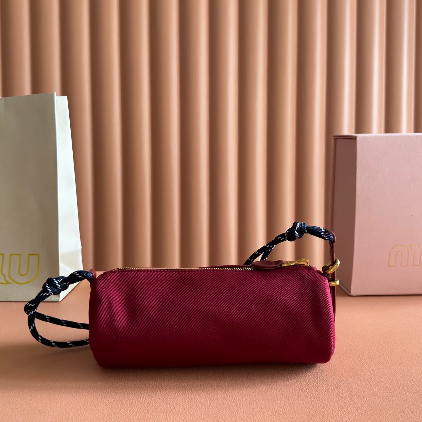 Miu Miu Gabardine pouch Cherry/Baltic Blue 5NE853 TOP