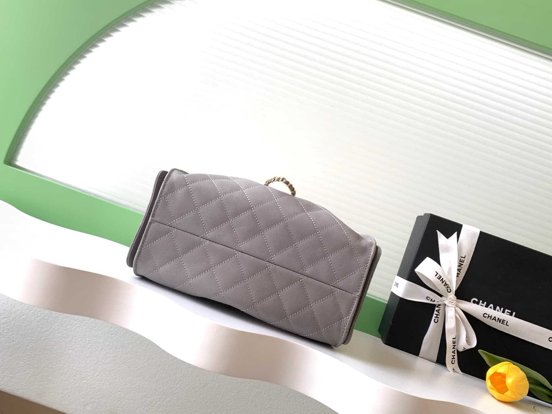Chanel 25 Small Hobo handbag AS5293 Grained Calfskin &Gold-Tone Metal Grey A