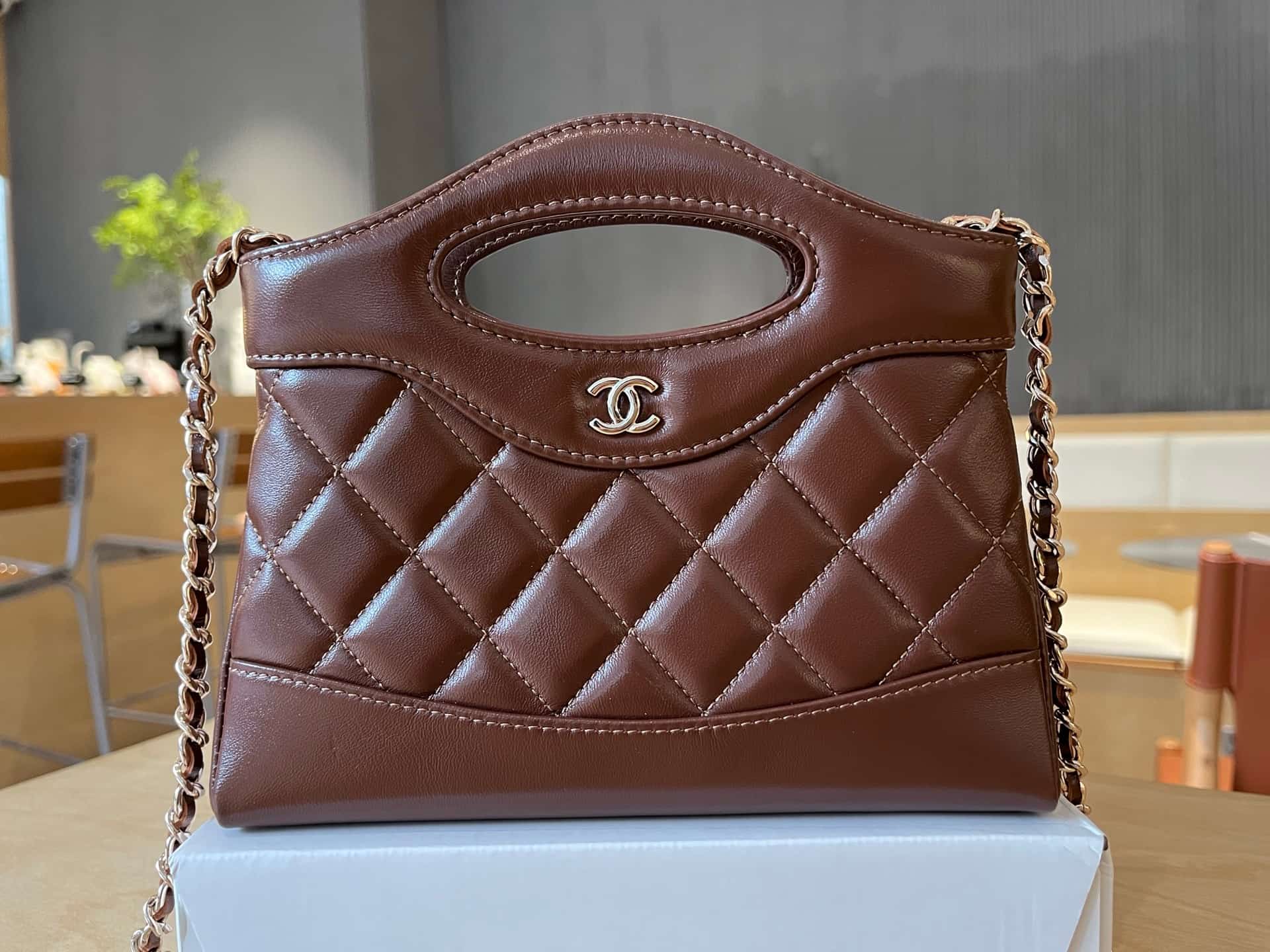 Chanel 31 Mini BAG Calfskin & Gold-Tone Metal AP3656 Brown A