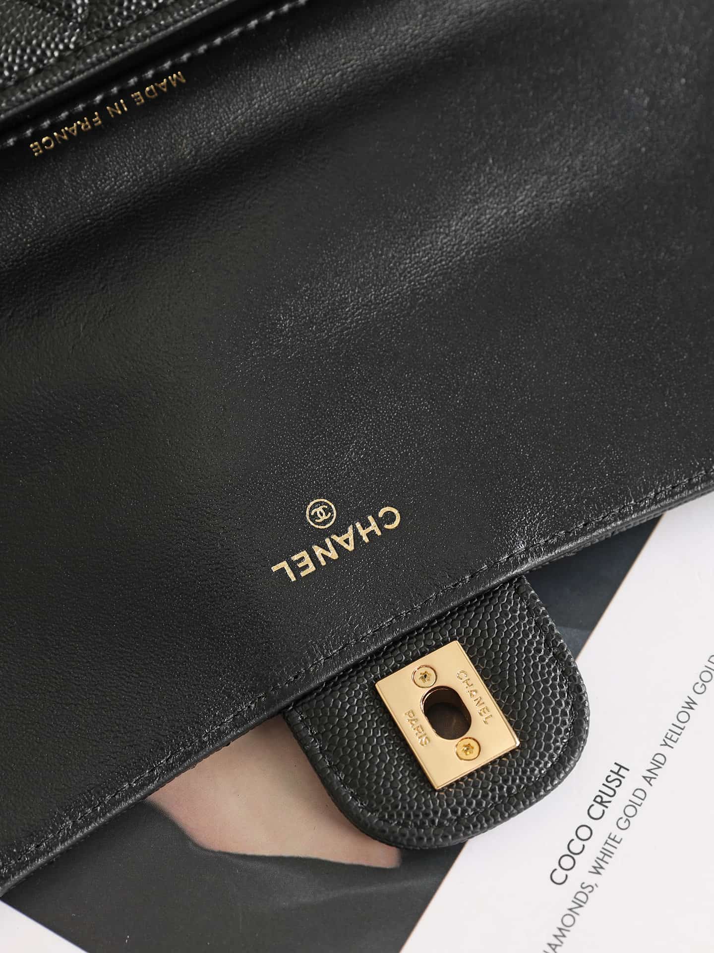 Chanel Clutch with chain Grained Calfskin & Gold-Tone Metal Black AP5280 A