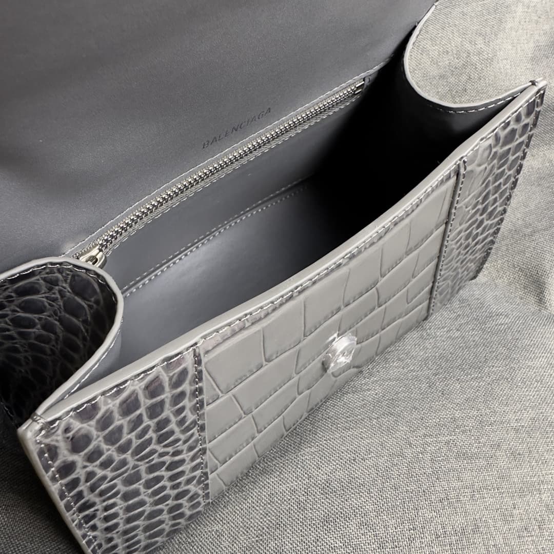 WOMEN'S HOURGLASS S TOP HANDLE BAG Crocodile Grey High