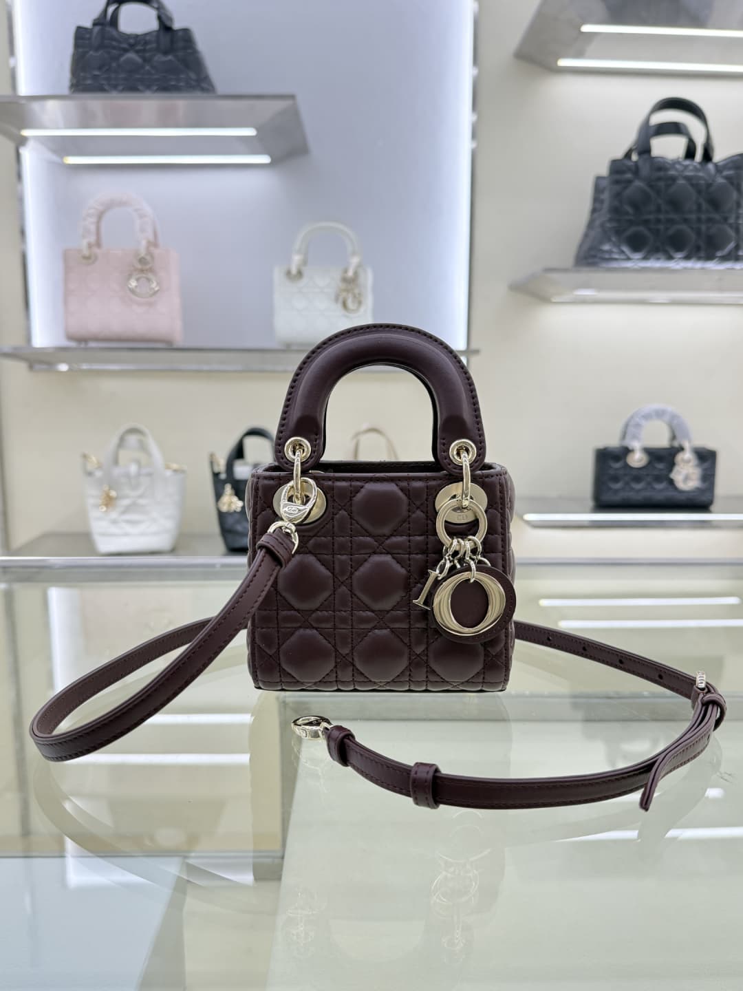 MICRO LADY Dior BAG Cannage Lambskin Burgundy High