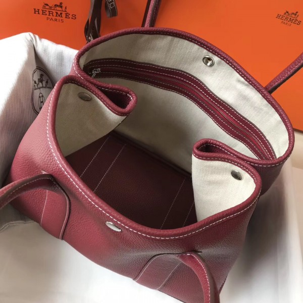 Hermes Garden Party 30/36 Bag Calfskin In Red High