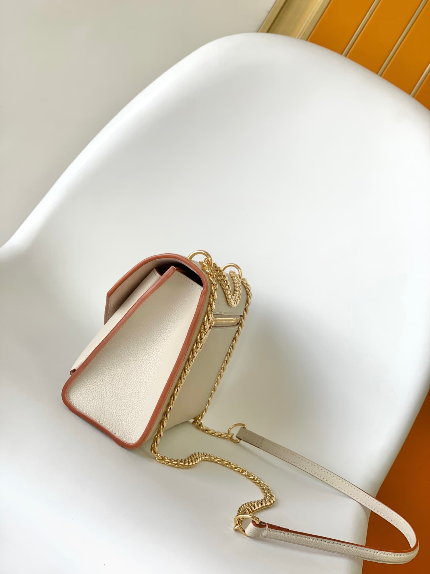 Louis Vuitton Soft Calfskin My Lockme Chain Bag Greige Gray/Beige M56137 High