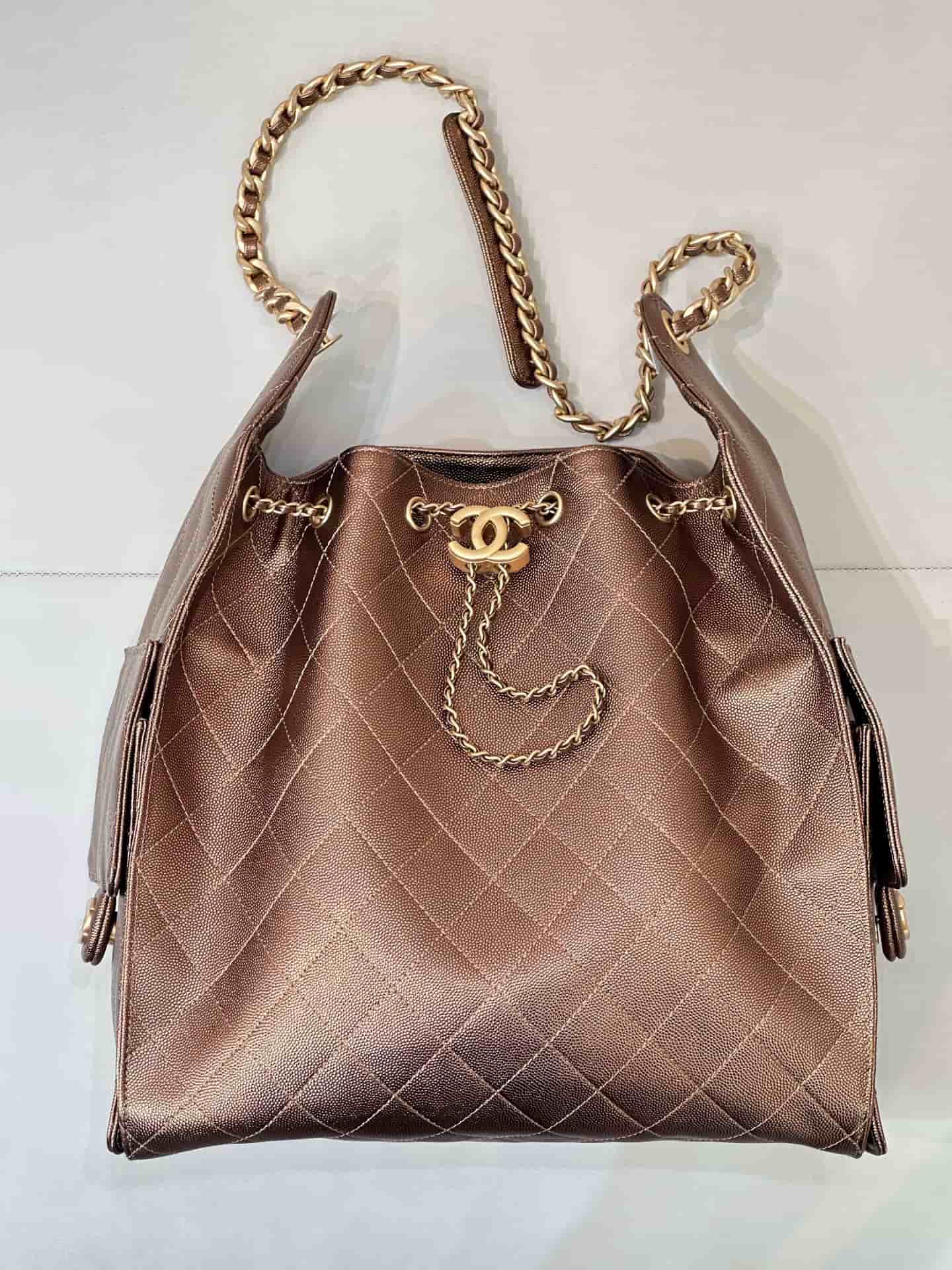 Chanel 25 Medium Hobo handbag AS5311 Grained Calfskin & Gold-tone Metal Dark Gold TOP