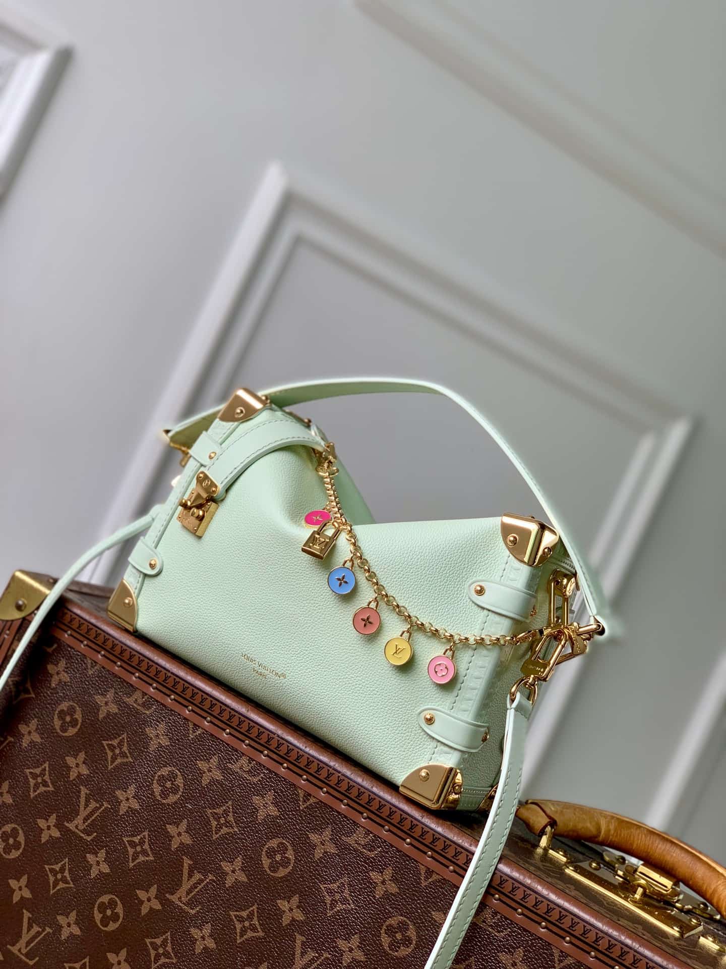 Louis Vuitton Side Trunk MM Jade Green Calf leather M27449 High
