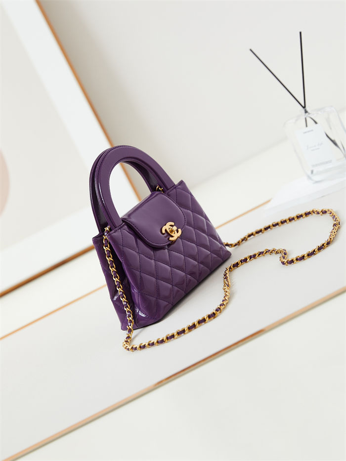 Chanel MINI SHOPPING BAG AS4416 Shiny Aged Calfskin & Gold-Tone Metal Purple A