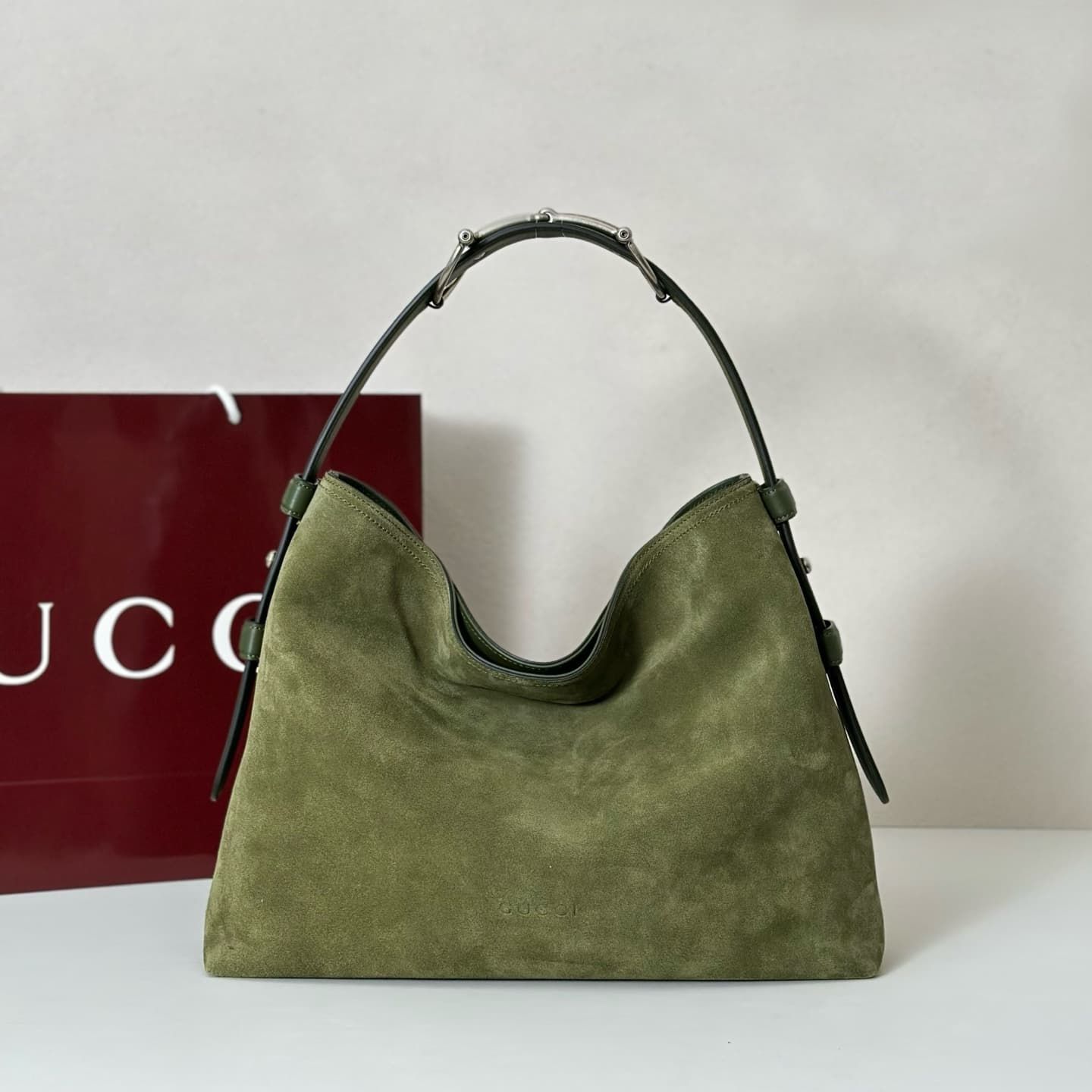Gucci Beatrix medium tote bag 850926 Green Suede High