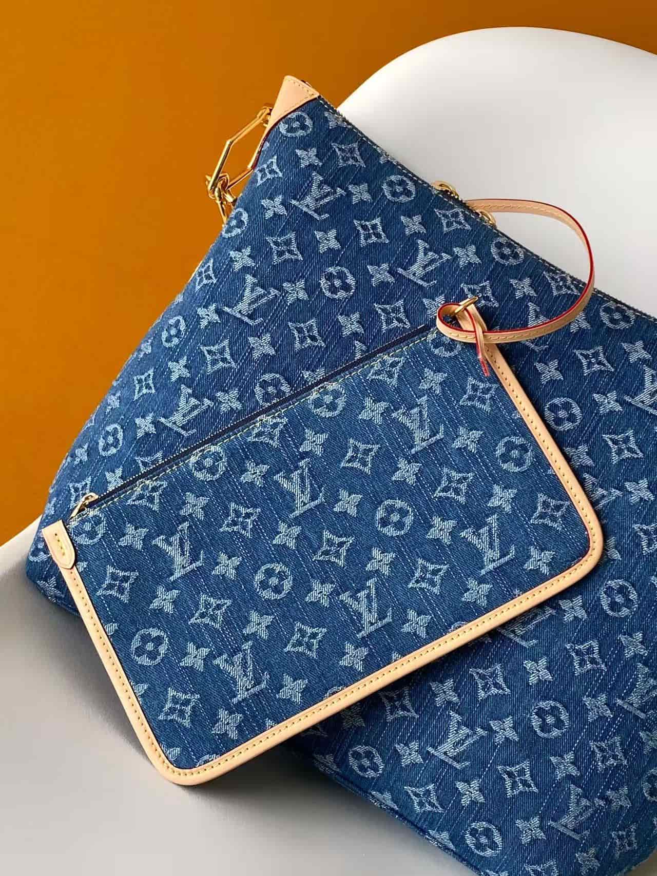 Louis Vuitton Coussin Hobo MM Blue Denim GOTS Cotton M28331 High