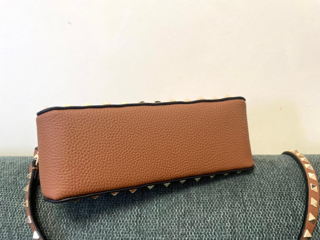Valentino Garavani Mini Rockstud crossbody bag in Caramel Grained Calfskin High