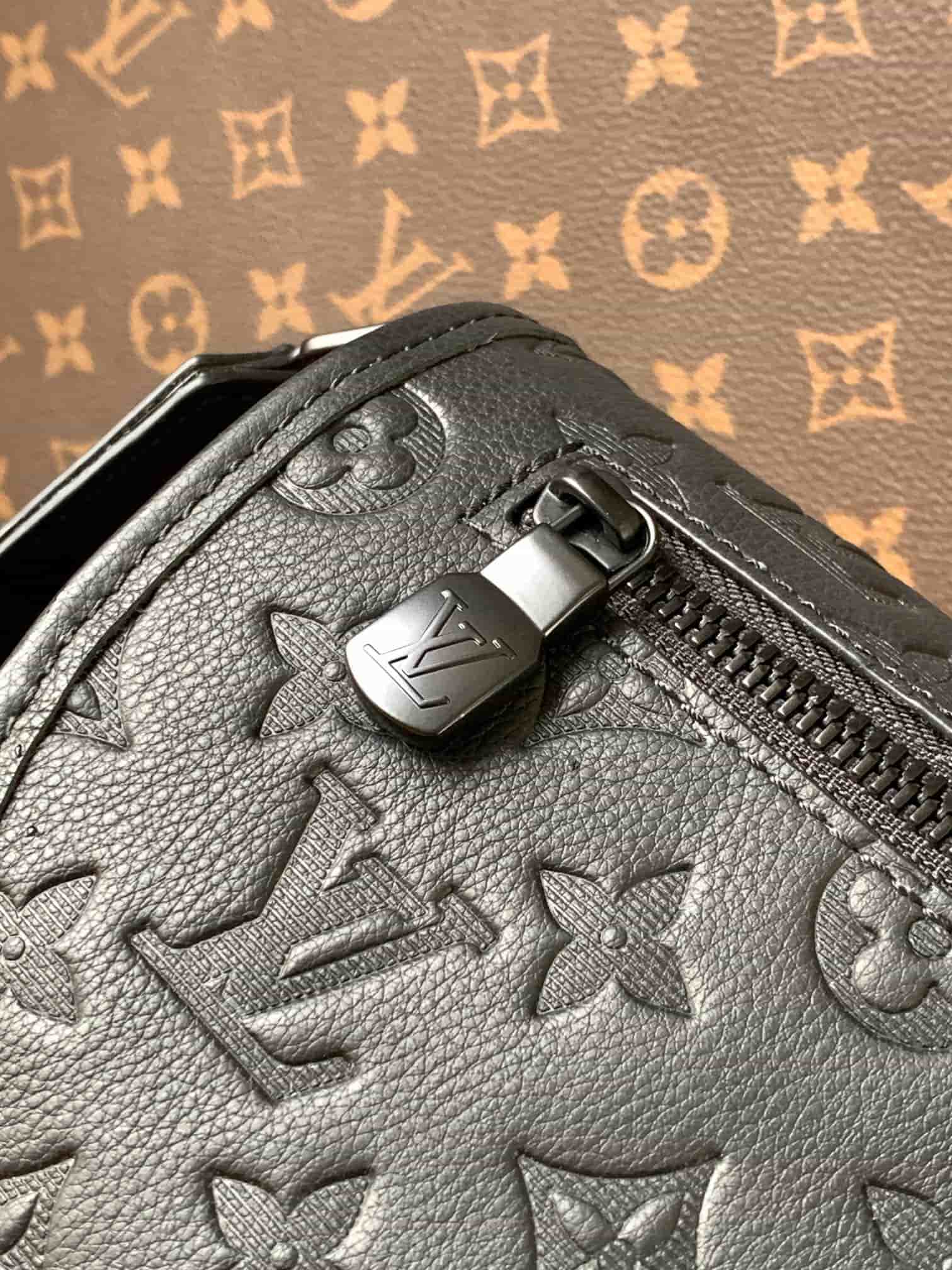 Louis Vuitton Pulse Messenger Black Monogram Shadow embossed calf leather M14874 High