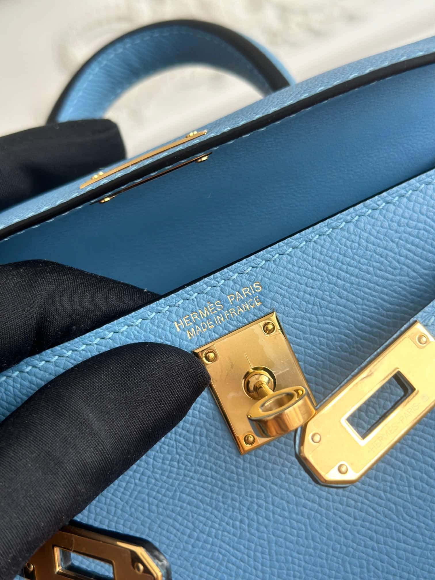 Hermes Kelly Mini II Bag Epsom Leather WAX Celeste High